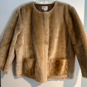 NWOT faux fur lines bomber jacket